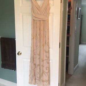 Neutral dress with gold foil print